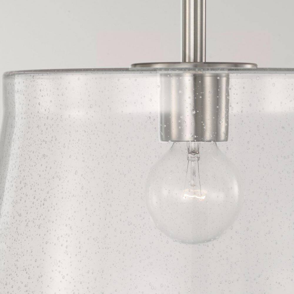 Brushed Nickel 1-Light Pendant with Clear Seeded Glass Drum Shade