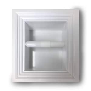 Recessed Toilet Paper Holder White Enamel Solid Wood Tripoli with Melbourne Frame