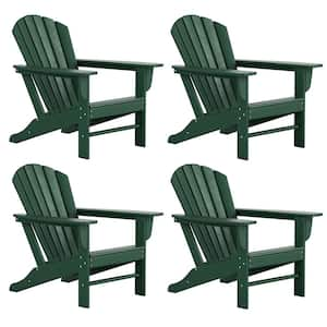 Mason Dark Green Poly Plastic Outdoor Patio Classic Adirondack Chair, Fire Pit Chair (Set of 4)