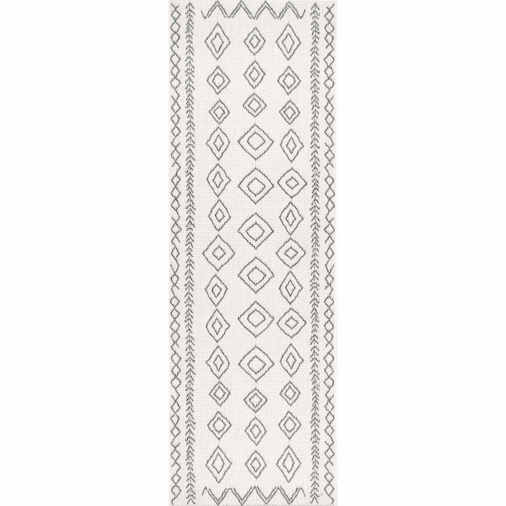 Ivory Moroccan Pattern Indoor/Outdoor Runner Rug