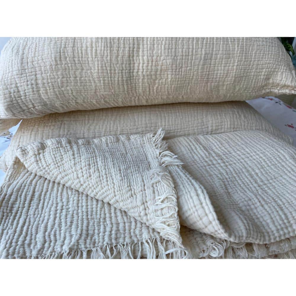 Ivory Organic Cotton King Size Muslin Bed Shams