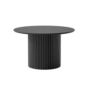 Abberton Black Color Oak Wood Column Base 46 in. Round Dining Table (Seats 4)