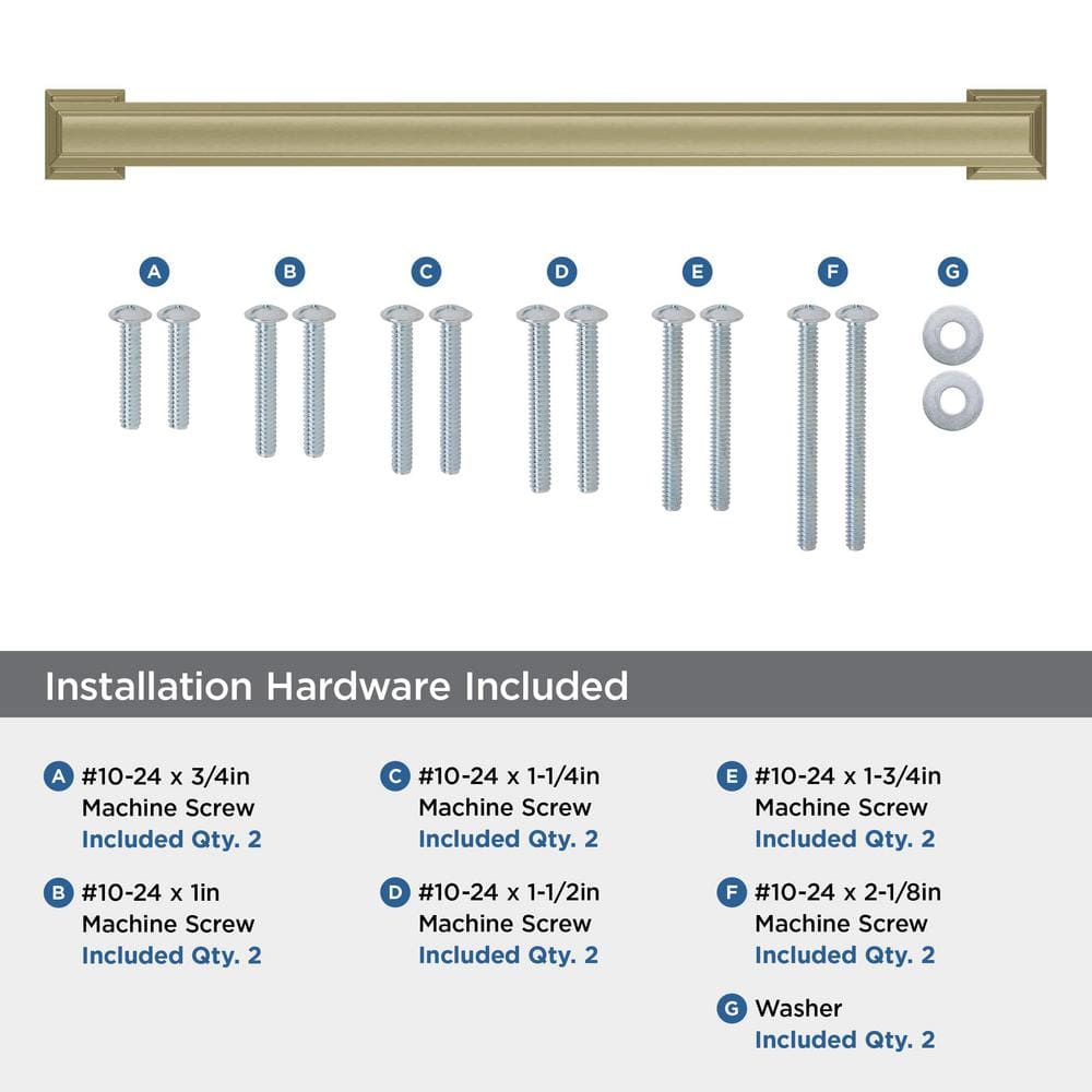 Golden Champagne 12" Modern Appliance Pull with Mounting Hardware