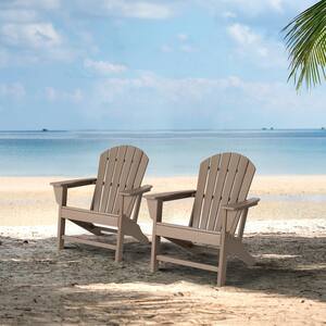 Tan HDPE Plastic Adirondack Chairs (2-Pack)