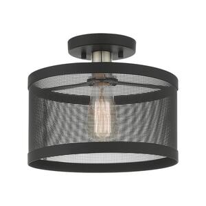 Industro 1 Light Black with Brushed Nickel Accents Semi Flush Mount