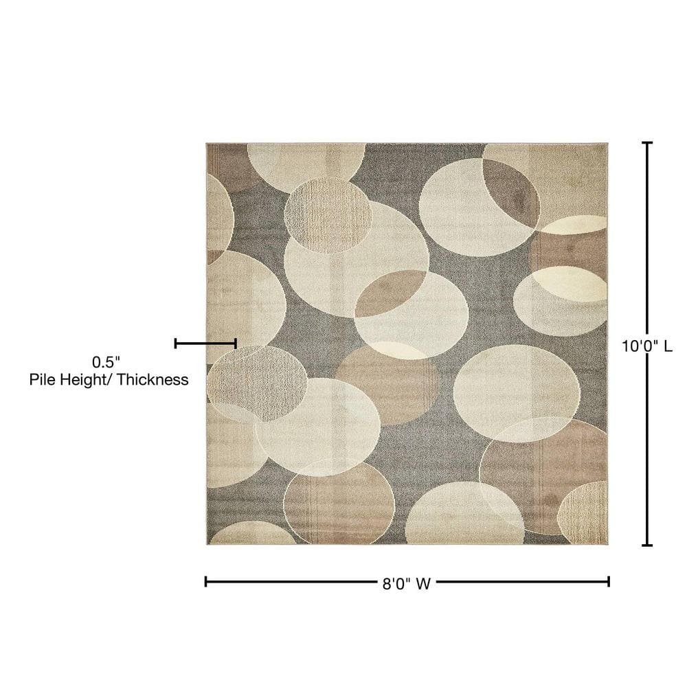 Chromatic Abstract Gray and Off-White 8' x 10' Area Rug
