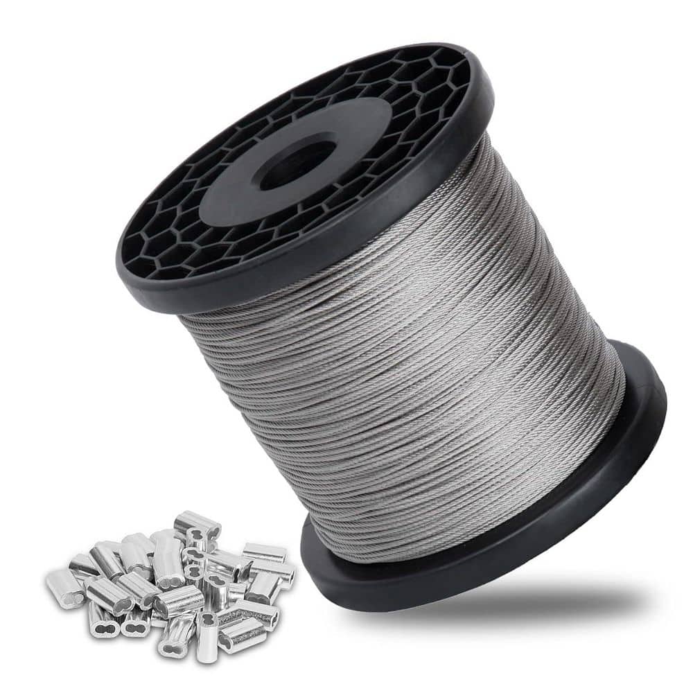 1/16 Wire Rope 328FT 304 Stainless Steel Aircraft Cable 7x7 Strand Core with 50 Crimping Sleeves for Garden Crafts price history on PriceWatchPro