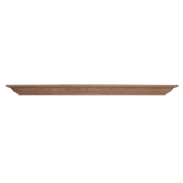 EVERMARK Expressions 6 ft. Traditional Oak Stain Grade Wood Shelf Mantel