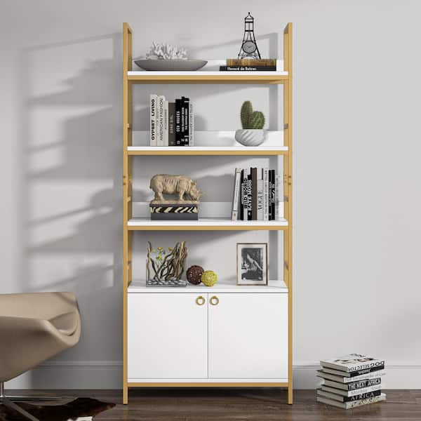 Tribesigns Earlimart 70 9 White Gold, White And Gold Bookcase With Drawers