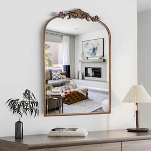 Elevatehome 20 in. W x 30 in. H Arched Antique Gold Finish Framed