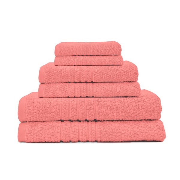 Softee 6-Piece Coral Solid Cotton Bath Towel Set