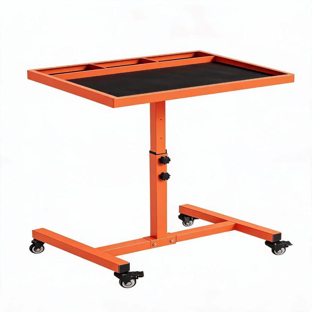 Rolling Work Table Adjustable Height, 220 LBS Orange Mobile Workbench with Tool Tray & Locking Casters price history on PriceWatchPro