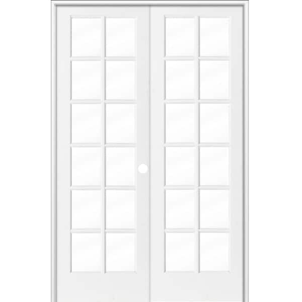 Krosswood Doors 60 in. x 96 in. Craftsman Shaker 12-Lite Left Handed MDF Solid Core Double Prehung French Door