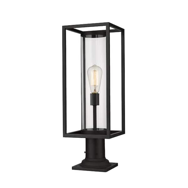 Unbranded Dunbroch 23 .75 in 1 Light Black Aluminum Hardwired Outdoor Weather Resistant Pier Mount Light with No Bulb Included
