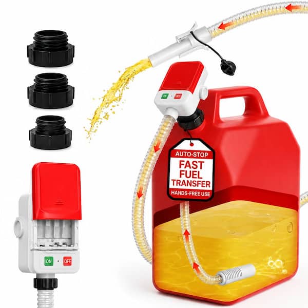 3.2 GPM Battery Powered Fuel Transfer Pump for Gasoline Diesel and Kerosene with Auto-Stop Sensor and 3-Adapters