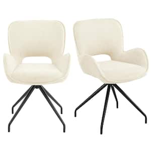 Decat Off-White Faux Leather Swivel Accent Arm Chairs (Set of 2)