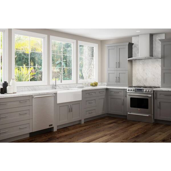 Home Decorators Collection Washington Veiled Gray Plywood Shaker Assembled  Wall Kitchen Cabinet Soft Close 27 in. W 24 in. D 18 in. H W272418-WVG -  The Home Depot