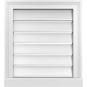 18 in. x 20 in. Vertical Surface Mount PVC Gable Vent: Functional with Brickmould Sill Frame