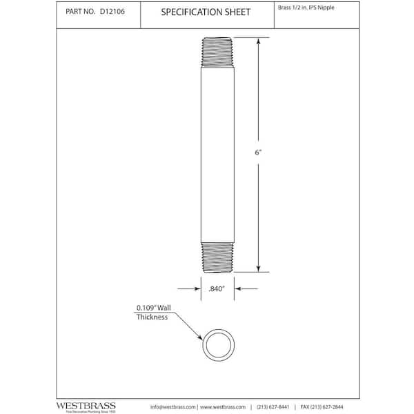 1/2 in. x 1/2 ft. IPS Lead-Free Brass Pipe Nipple in Polished Chrome