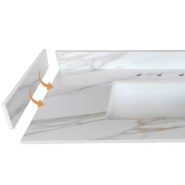 22 in. Vanity Sidesplash in Carrara White with Veins