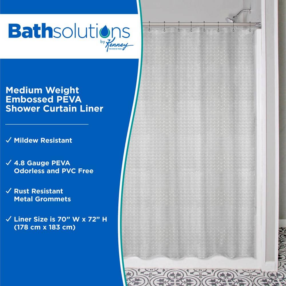 Gray Medium Weight Embossed PEVA Shower Curtain Liner