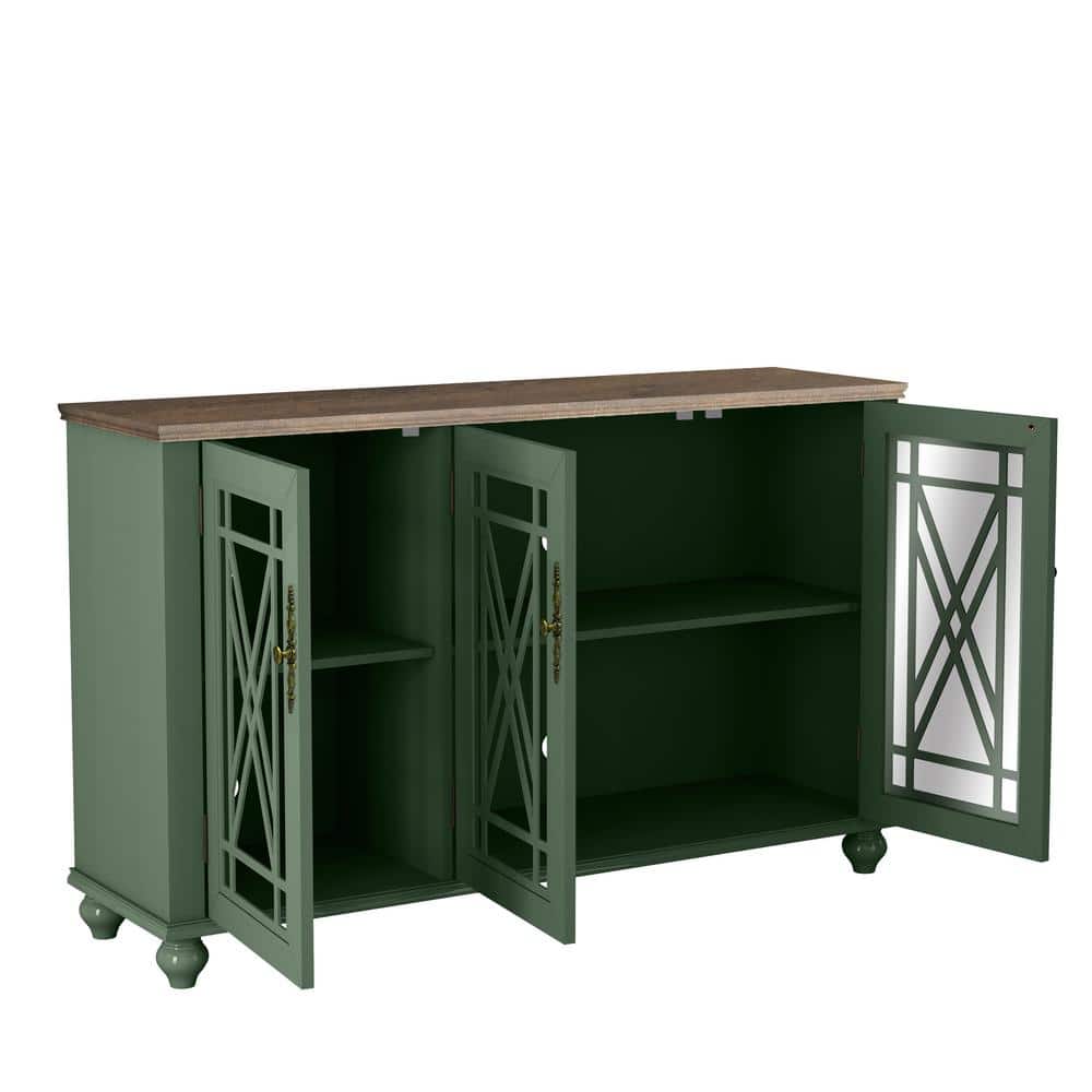 Festivo 55" Green Vintage Wood Sideboard Buffet Cabinet