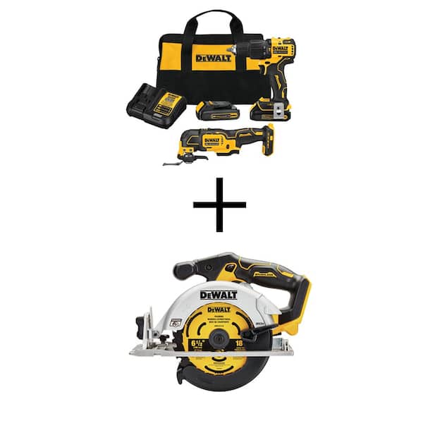 DEWALT ATOMIC 20V MAX Lithium-Ion Cordless Brushless Combo Kit 2-Tool and 6-1/2 in. Circ Saw w/(2) 1.5Ah Batteries & Charger