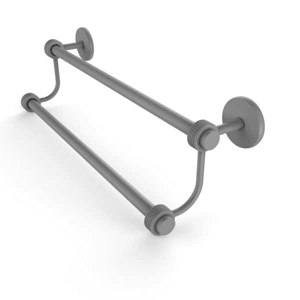 Allied Brass Satellite Orbit Two 24 in. Wall Mounted Double Towel Bar with Groovy Accent in Matte Gray