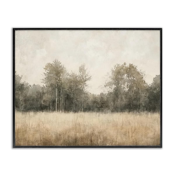 Neutral Watercolor Woodland by Mona Grace Black Framed Giclee Nature Art Print 11 in. x 14 in.