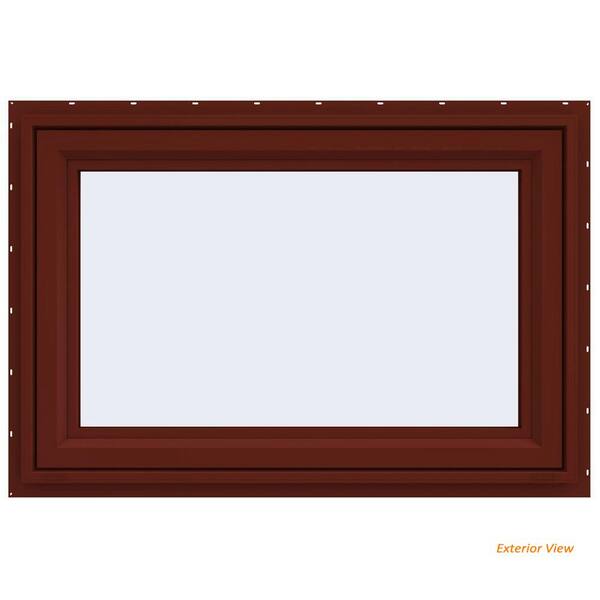 JELD-WEN 47.5 in. x 29.5 in. V-4500 Series Red Painted Vinyl Awning Window with Fiberglass Mesh Screen