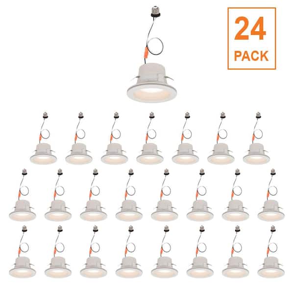 4 in. Adjustable CCT Retrofit Integrated LED Recessed Downlight Trim with Night Light 625LM Kitchen Lighting (24-Pack)