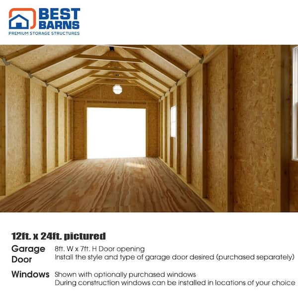 Best Barns - Tailored Titan 12 ft. x 20 ft. Wood Garage Kit with High Side Walls and Tasteful Gable Roof Design