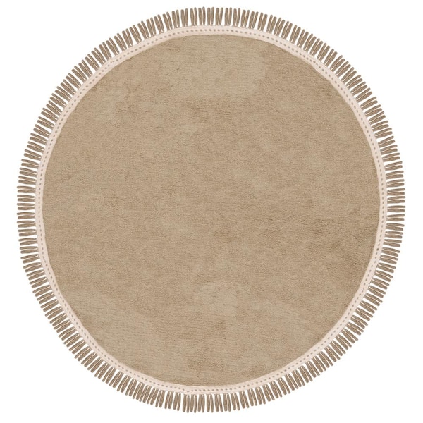 SAFAVIEH Easy Care Green/Ivory 6 ft. x 6 ft. Machine Washable Solid Color Round Area Rug