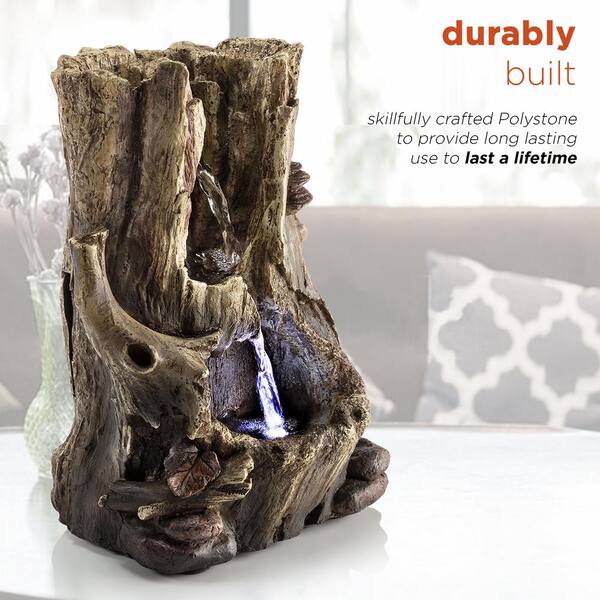 Alpine Corporation - 11 in. Tall Indoor Rainforest Tabletop Fountain with LED Lights