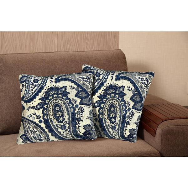 Home Dynamix Chenille 20 in. Blue-Multi Colored Decorative Pillow