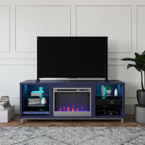 Cleveland Deluxe 64.75 in. Freestanding Electric Fireplace TV Stand for TVs up to 70 in. in Navy