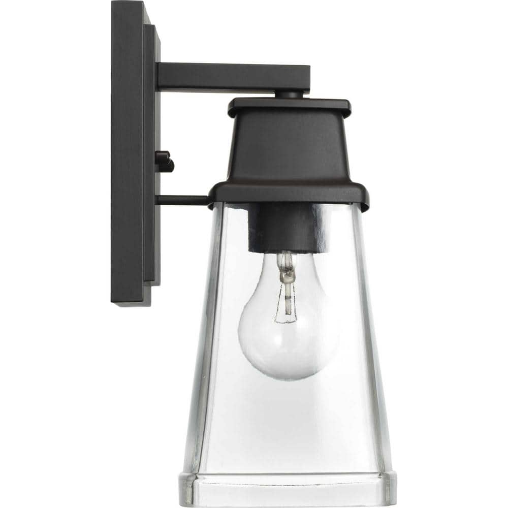 Greene Ridge Black Steel Outdoor Wall Lantern with Clear Shade