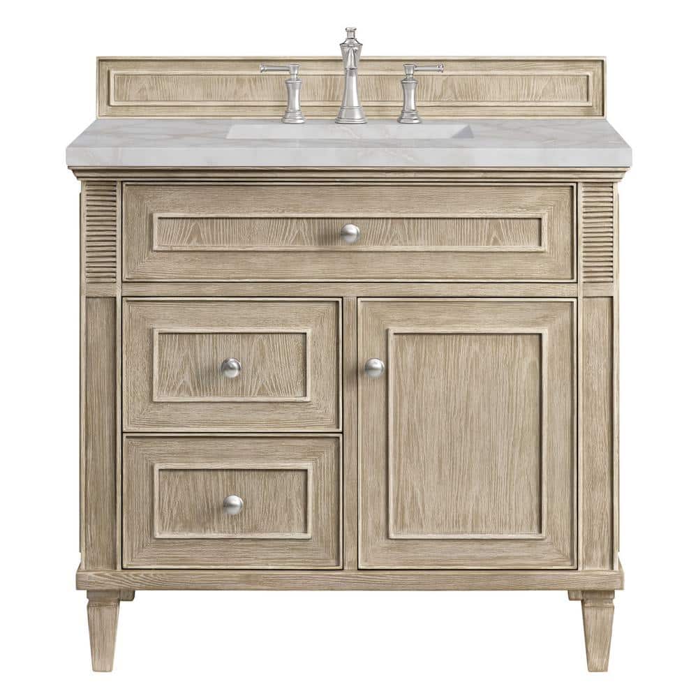Lorelai 36" Whitewashed Oak Single Vanity with Victorian Silver Quartz Top