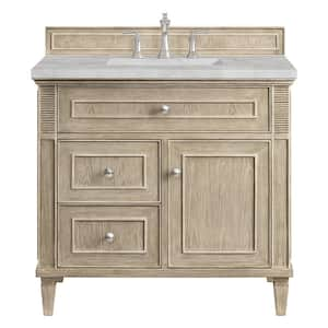 Lorelai 36.0 in. W x 23.5 in. D x 34.06 in. H Single Bathroom Vanity in Whitewashed Oak with Victorian Silver Quartz Top