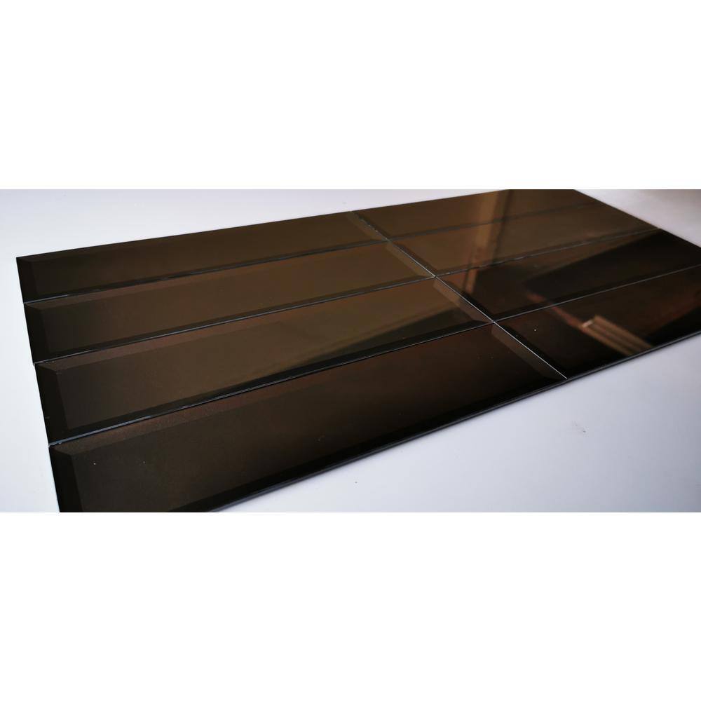 Bronze Beveled Glossy Glass 3x12 Subway Tile