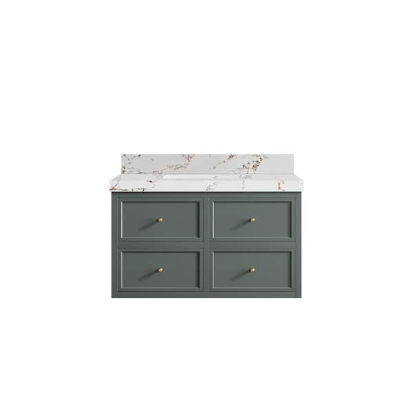 Willow Collections Roswell 36 in. W x 22 in. D x 36 in. H Single Sink Bath Vanity in Pewter Green with 2 in. Viola Brown qt. Top