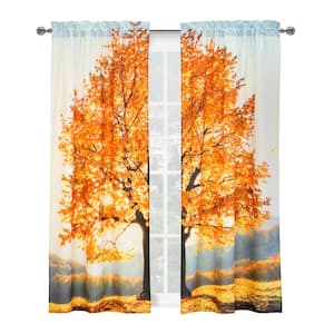 Photo Real Multi Polyester Digitally Printed 76 in. W x 84 in. L Rod Pocket Light Filtering Curtain (Double-Panels)