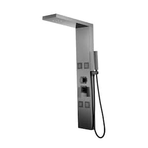 44.5 in. 4-Jet Shower System with Hand-Shower and 360° Angled Adjustable Angle Body Sprayers in Matte Black