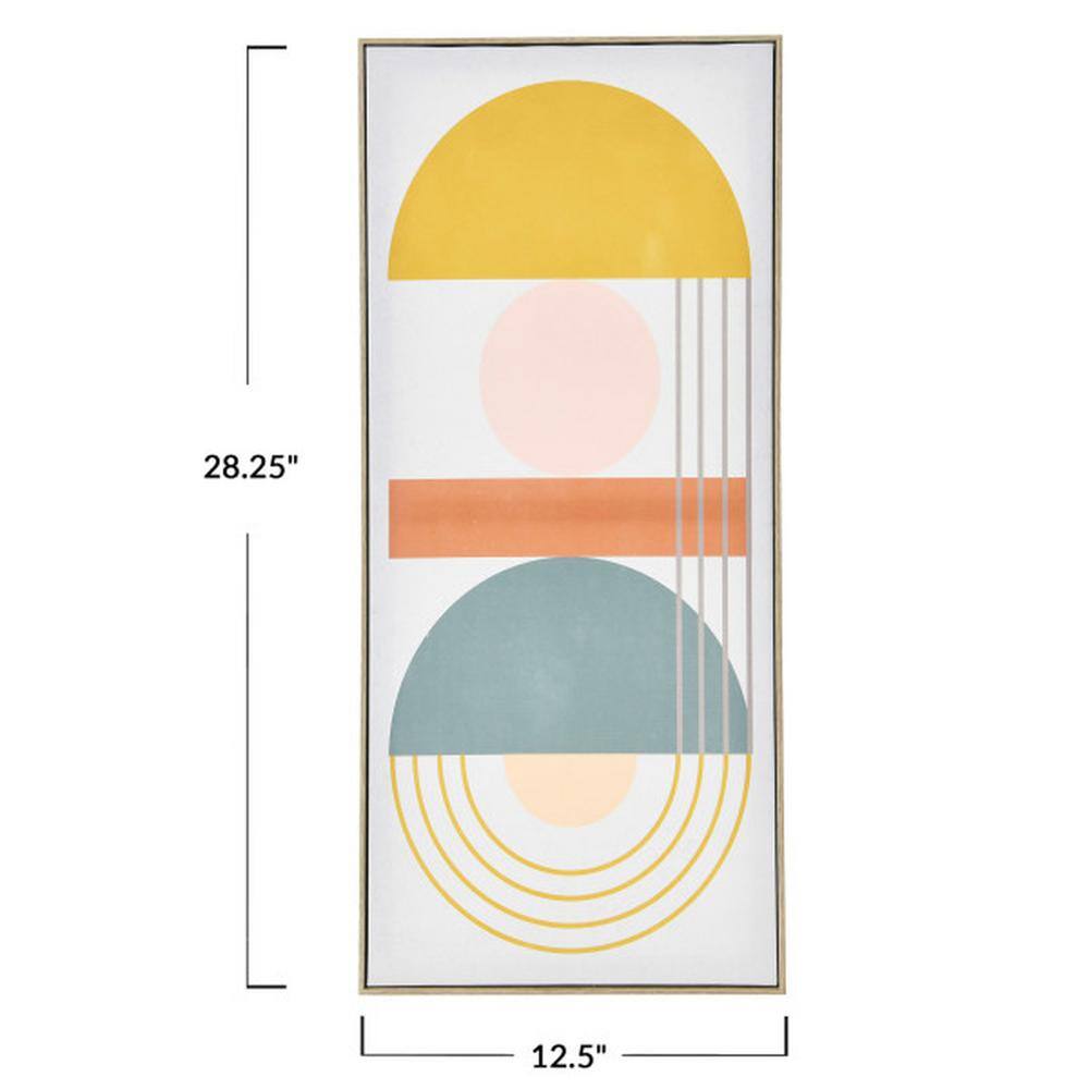 Modern Multicolor Abstract Canvas with Blonde Frame