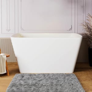 MUSE 47 in. Acrylic Flatbottom Rectangle Freestanding Non-Whirlpool Soaking Bathtub Include Interior Seat Outer White