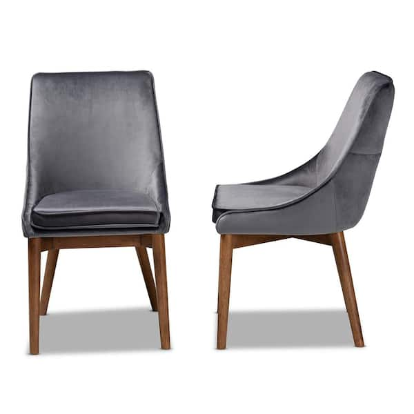 Baxton Studio Gilmore Grey and Walnut Brown Fabric Dining Chair