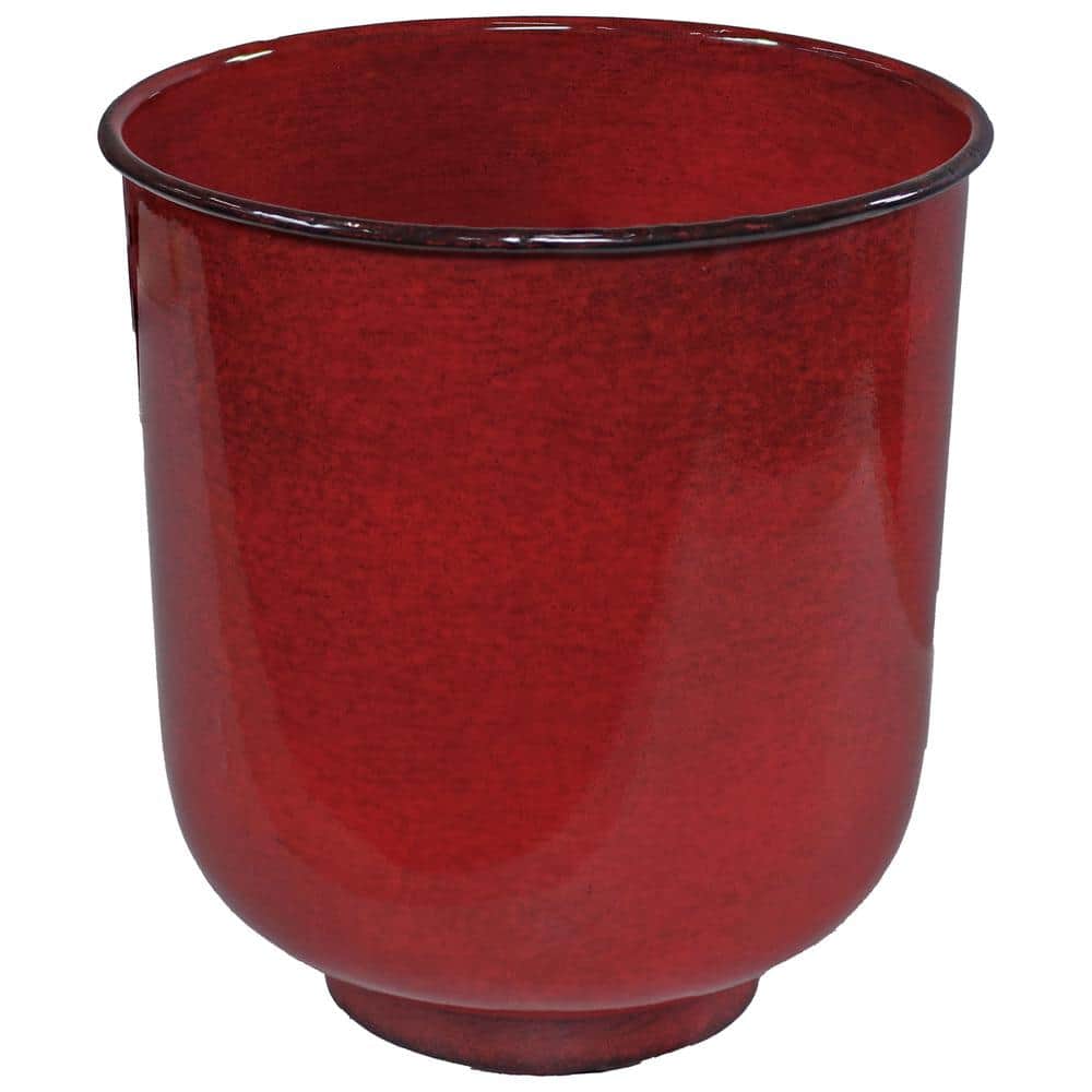 Vivian Ruby Glaze 11" Metal Indoor/Outdoor Planter Set