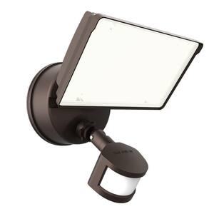 TGS Bronze, Motion Activated, Outdoor Integrated LED Flood Light with Square Single Head, 4000K, 5800 Lumens