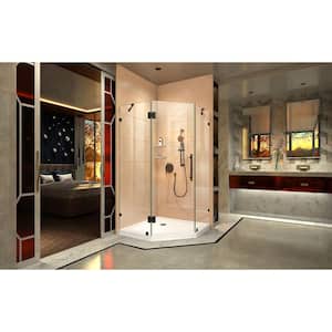 Prism Lux 42 in. x 42 in. x 74.75 in. Frameless Hinged Shower Enclosure in Oil Rubbed Bronze and Shower Base
