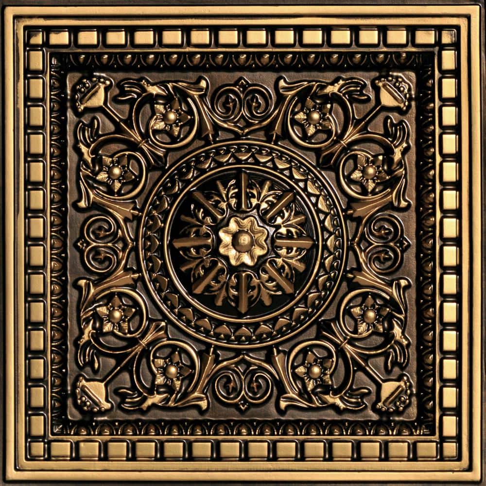 Da Vinci Antique Gold 2 ft. x 2 ft. PVC Lay-in Coffered Faux Tin Ceiling Tile (40 sq. ft. /Case) price history on PriceWatchPro